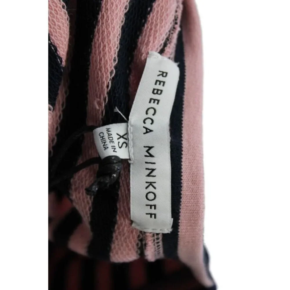 Rebecca Minkoff Womens Cropped Talia Striped Sweatshirt Pink Navy Cotton Size XS